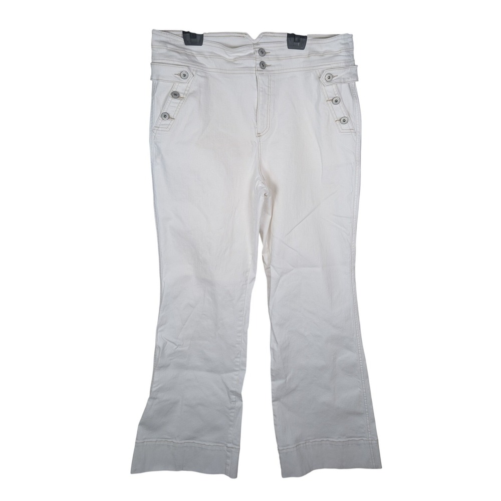 INC International Concepts Sailor Wide Leg Pants White Denim‎ Size 16